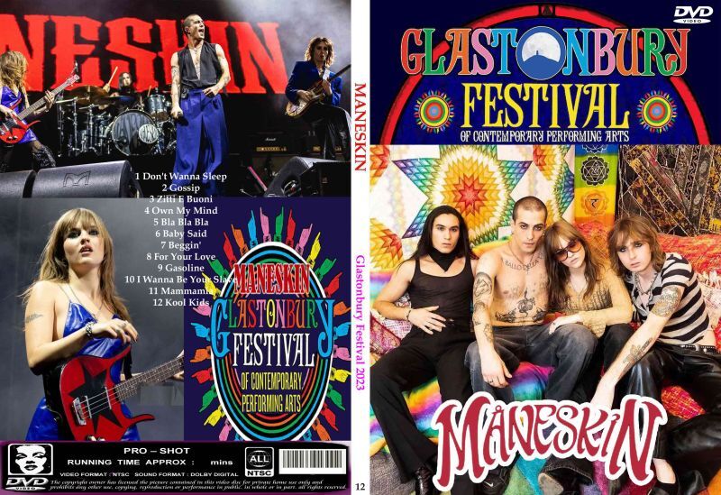 Maneskin / Glastonbury Festibal 2023 PRO SHOT (1DVDR) Unprinted white disc