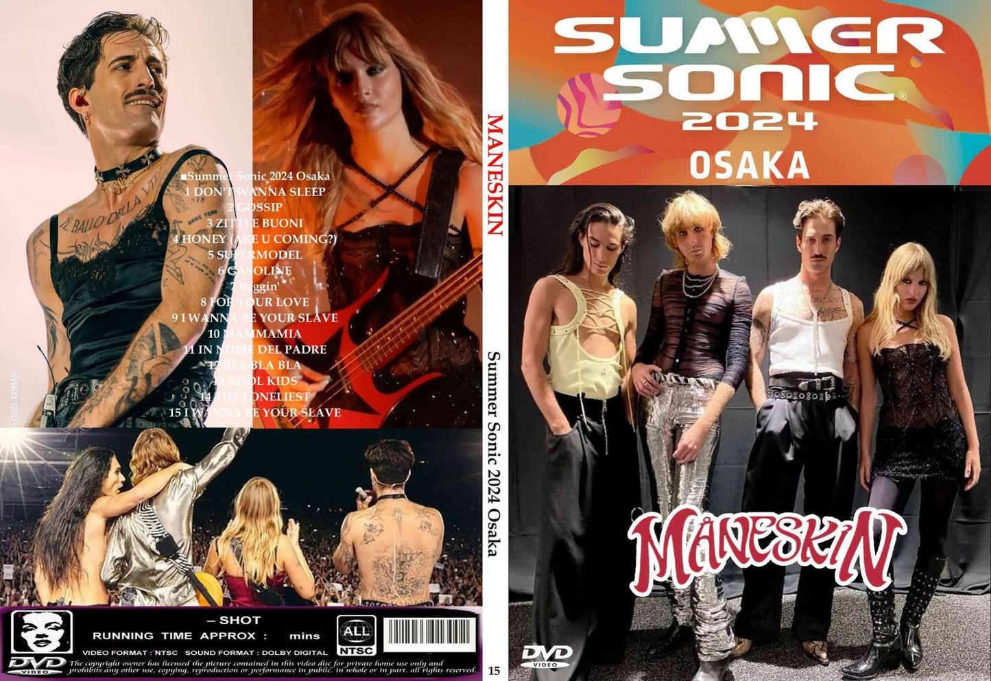 Maneskin / Summer Sonic 2024 Osaka (1DVDR) Unprinted white disc