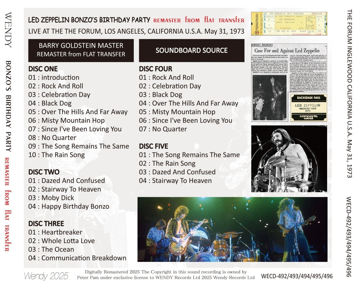 LED ZEPPELIN / 1973 BONZO'S BIRTHDAY PARTY remaster from flat transfer (5CD)