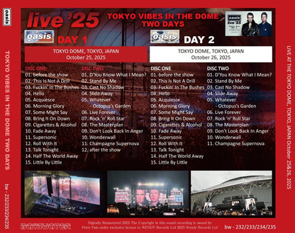 OASIS / 2025 TOKYO VIBES IN THE DOME TWO DAYS (4CD)