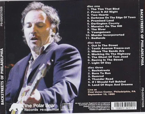 BRUCE SPRINGSTEEN & THE E STREET BAND / BACKSTREETS OF PHILADELPHIA SEPTEMBER 13, 1999 (3CD)