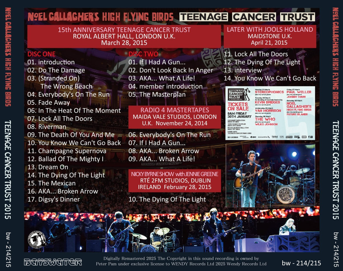 NOEL GALLAGHER / 2015 TEENAGE CANCER TRUST (2CD)