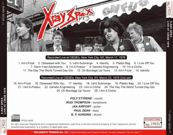 X-RAY SPEX / LIVE AT CBGB 1978 (1CDR)
