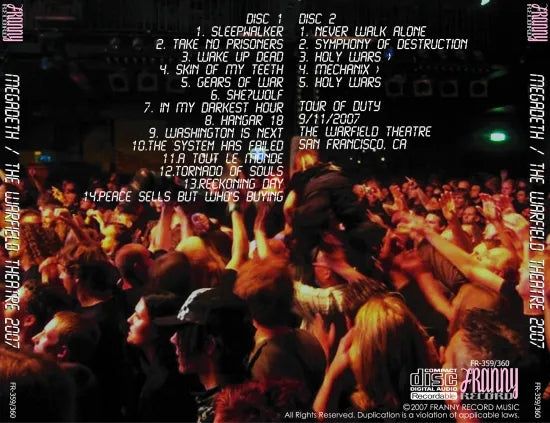 MEGADETH / WARFIELD THEATRE 2007	(2CDR)