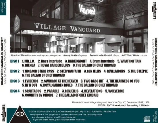 BRANFORD MARSALIS QUARTET / LIVE AT VILLAGE VANGUARD 1989 (4CDR)