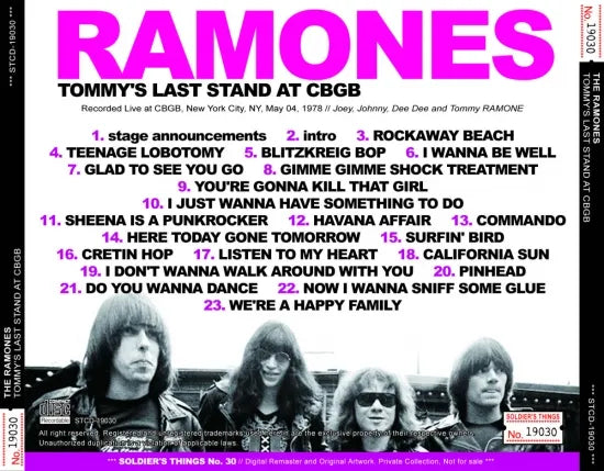 RAMONES / TOMMY'S LAST STAND AT CBGB (1CDR)