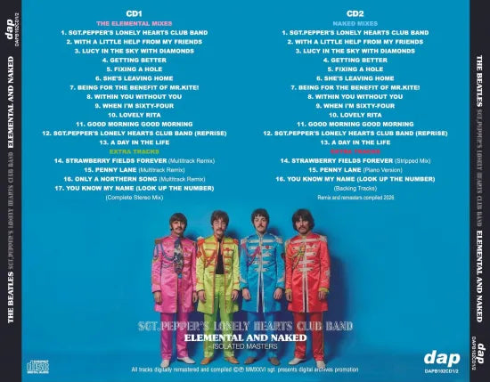 THE BEATLES / SGT.PEPPER'S LONELY HEARTS CLUB BAND ELEMENTAL AND NAKED ISOLATED MASTERS (2CD)