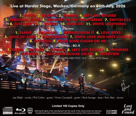 DEF LEPPARD / WACKEN OPEN AIR 2026 (2CDR+1BDR)