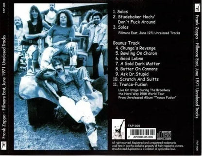 FRANK ZAPPA / FILLMORE EAST JUNE 1971 UNRELESED TRACKS (1CDR)