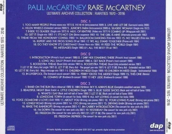 PAUL McCARTNEY / RARE McCARTNEY / ULTIMATE ARCHIVE RARITIES 1970-2016  Vol.1 (3CD)