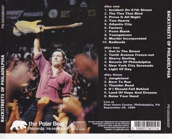BRUCE SPRINGSTEEN & THE E STREET BAND / BACKSTREETS OF PHILADELPHIA SEPTEMBER 25, 1999 (3CD)