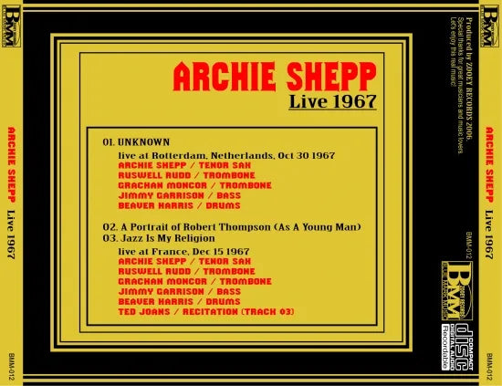 ARCHIE SHEPP / LIVE 1967 (1CDR)