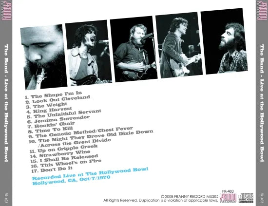 THE BAND / LIVE AT THE HOLLYWOOD BOWL (1CDR)