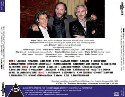 THE WHO / LIVE AT LOS ANGELES MEMORIAL COLISEUM 1989 LEGENDARY MIKE MILLARD TAPE (3CDR)