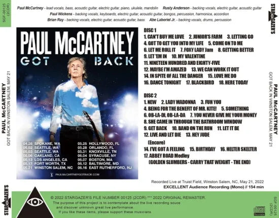 PAUL McCARTNEY / GOT BACK IN WINSTON SALEM, MAY 21 (2CDR)