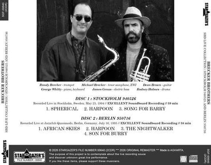 BRECKER BROTHERS / SBD LIVE COLLECTION STOCKHOLM 940525 AND BERLIN 950716 (2CDR)