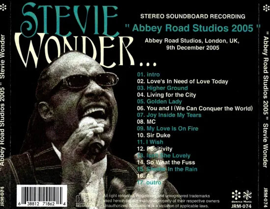 STEVIE WONDER / ABBEY ROAD STUDIOS 2005 STEREO SOUNDBOARD (1CDR)