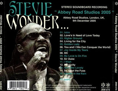 STEVIE WONDER / ABBEY ROAD STUDIOS 2005 STEREO SOUNDBOARD (1CDR)