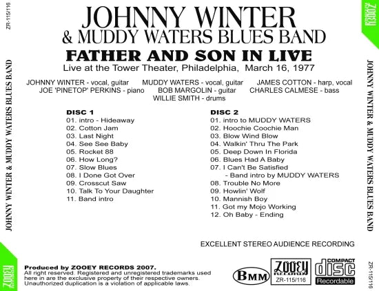 JOHNNY WINTER & MUDDY WATERS BLUES BAND / FATHER AND SON IN LIVE (2CDR)