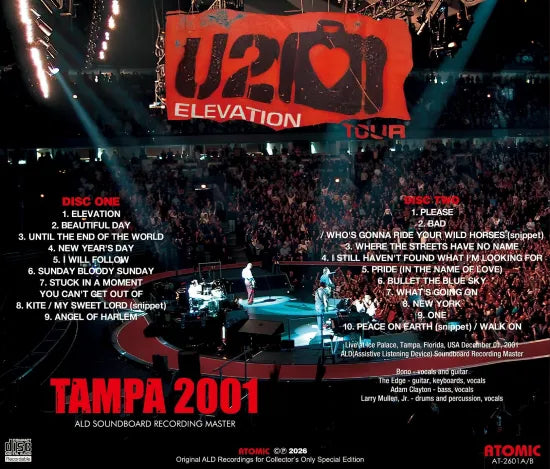 U2 / ELEVATION TOUR TAMPA 2001 SOUNDBOARD (2CDR)