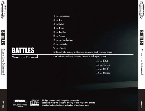 THE BATTLES / MORE LIVE MIRRORED (1CDR)