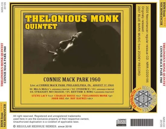 THELONIOUS MONK QUINTET / CONNIE MACK PARK 1960 (1CDR)