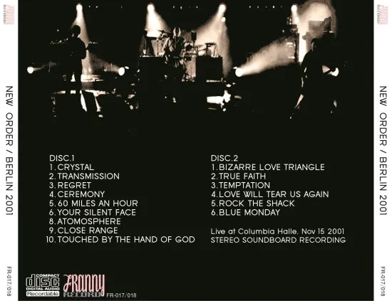 NEW ORDER / BERLIN 2001 STEREO SOUNDBOARD (2CDR)