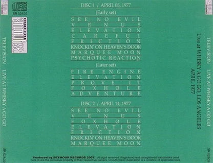 TELEVISION / LIVE AT WHISKY A GO GO  (2CDR)