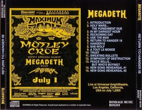 MEGADETH / RETURN TO HANGER 18 (1CD)
