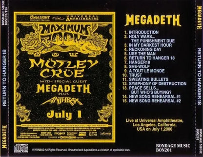 MEGADETH / RETURN TO HANGER 18 (1CD)