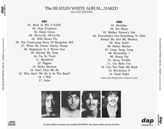 THE BEATLES / The WHITE ALBUM...NAKED ISOLATED MASTERS  (2CD)