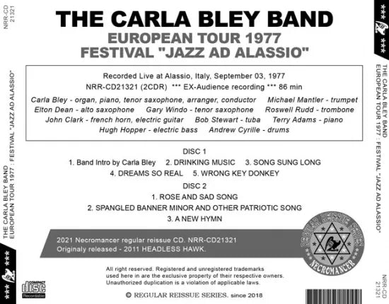 THE CARLA BLEY BAND / EUROPEAN TOUR 1977 FESTIVAL "JAZZ AD ALASSIO" (2CDR)