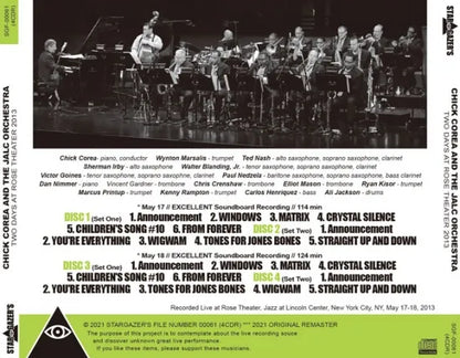 CHICK COREA AND THE JALC ORCHESTRA / TWO DAYS AT ROSE THEATER 2013 SOUNDBOARD (4CDR)