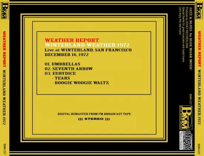 WEATHER REPORT / WINTERLAND WEATHER 1972 SOUNDBOARD (1CDR)