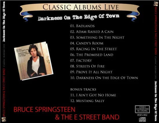 BRUCE SPRINGSTEEN / CLASSIC ALBUMS LIVE * DARKNESS ON THE EDGE OF TOWN (1CDR)