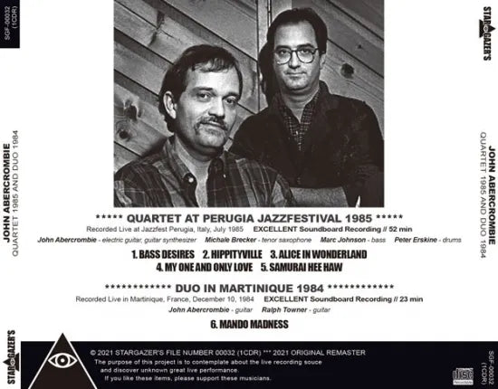 JOHN ABERCROMBIE / QUARTET 1985 AND DUO 1984 (1CDR)