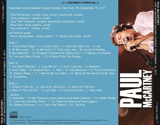 PAUL McCARTNEY / ONE ON ONE AT MSG SEPTEMBER 15 2017 (3CDR)