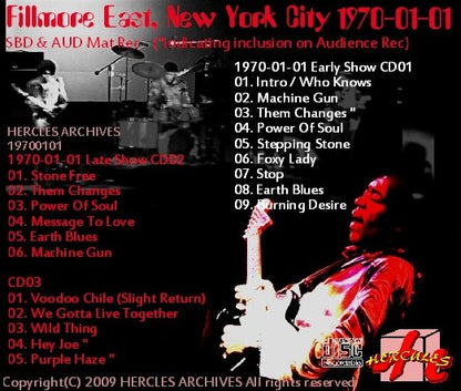 Jimi Hendrix Band of Gypsys / Fillmore East 69-70 ful show (3CDR)