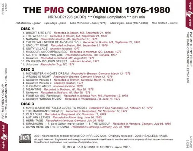 PAT METHENY GROUP / THE PMG COMPANION 1976-1980 (3CDR)