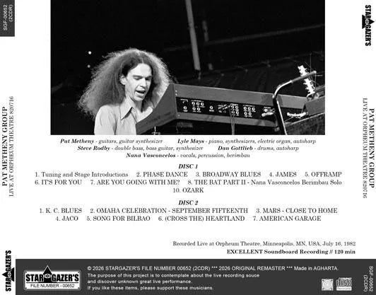 PAT METHENY GROUP / LIVE AT ORPHEUM THEATRE 820716 (2CDR)