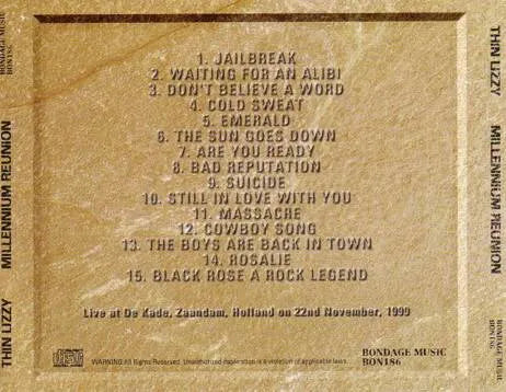 THIN LIZZY / MILLENNIUM REUNION (1CD)
