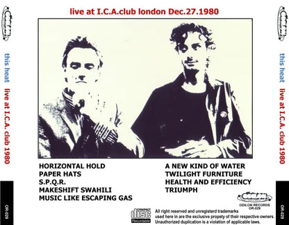 THIS HEAT / Live At I.C.A. Club 1980 (1CDR)