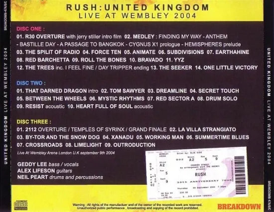 RUSH / R30 UNITED KINGDOM : AT WEMBLEY 2004 (3CDR)