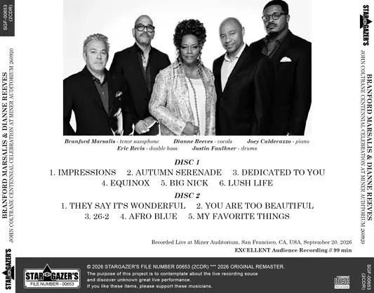 BRANFORD MARSALIS & DIANNE REEVES / JOHN COLTRANE 100th CELEBRATION AT 260920 (2CDR)