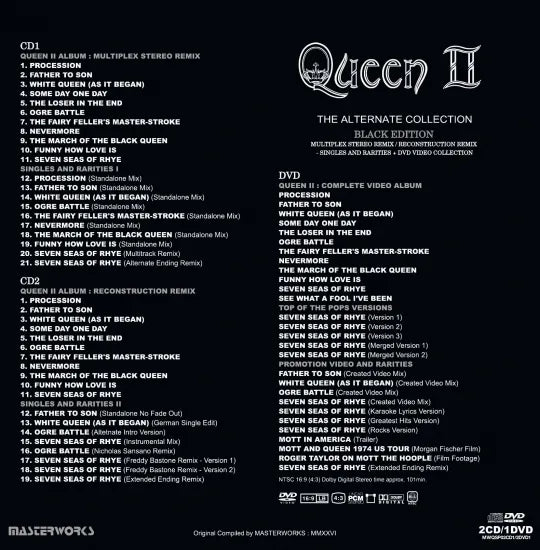 QUEEN / QUEEN II THE ALTERNATE COLLECTION "BLACK" EDITION (2CD&1DVD)