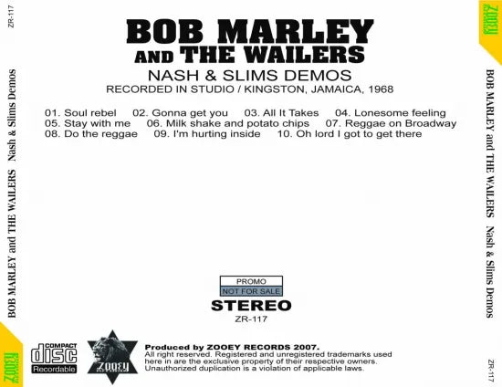 BOB MARLEY & THE WAILERS / NASH & SLIM DEMOS (1CDR)