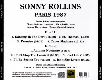 SONNY ROLLINS / PARIS 1987 STEREO SOUNDBOARD (2CDR)
