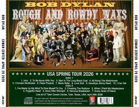 BOB DYLAN / COWAN CENTER APRIL 29 Rough and Rowdy Ways 2026 TYLER (2CDR)