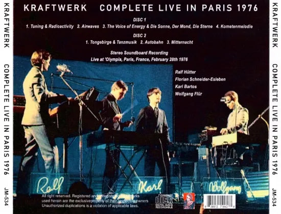 KRAFTWERK / COMPLETE LIVE IN PARIS 1976 STEREO SOUNDBOARD (2CDR)
