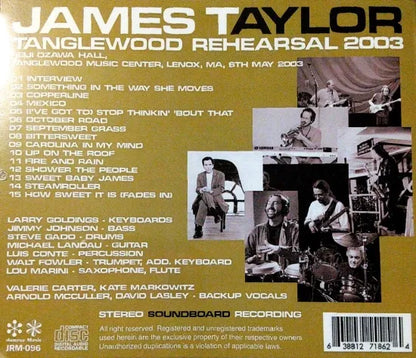 James Taylor / Tanglewood Rehearsal 2003 SOUNDBOARD (1CDR)